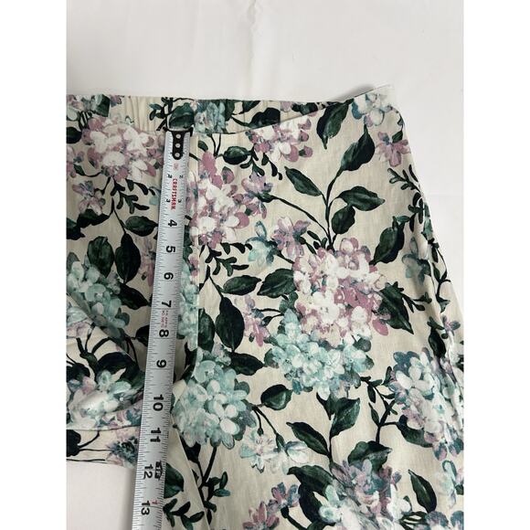 J.JILL Linen-Blend Stretch Button Hem Royal Multi Floral Print Ankle Pants Sz M - Picture 9 of 12